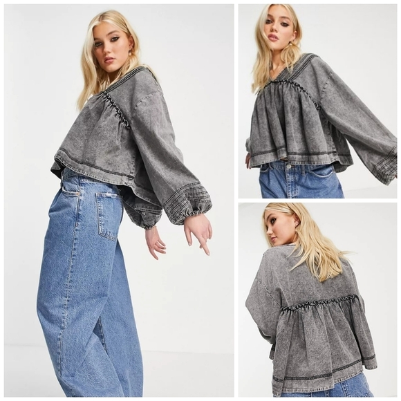 FREE People denim peplum top size XS - Picture 3 of 15